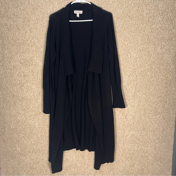 Flawed cardigan Jessica Simpson black open front cardigan size XL housecoat - Picture 1 of 13